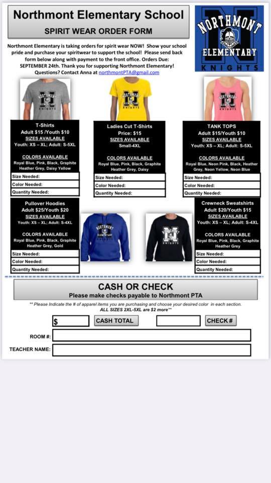 Spirit Wear Order Form